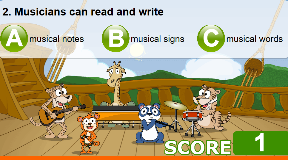 أحد الألعاب التعليمية من موقع learn english kids