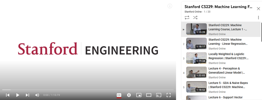 قناة standford لتعلم الآلة