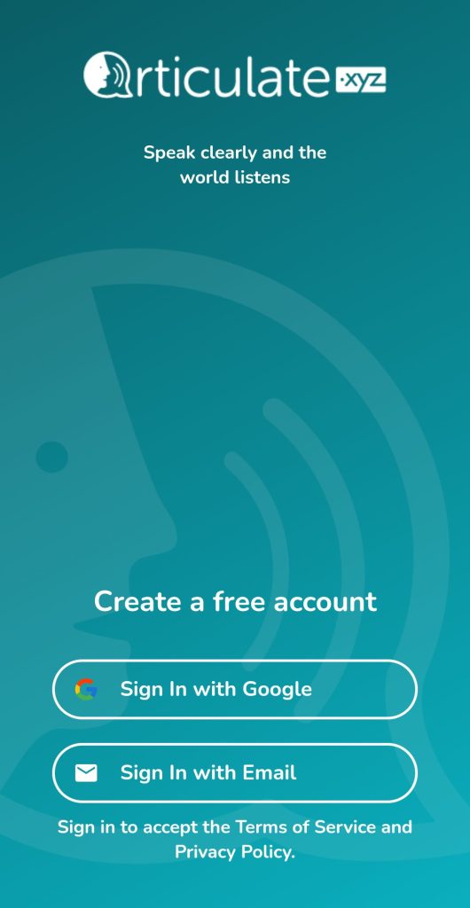 التسجيل في تطبيق Articulate.xyz