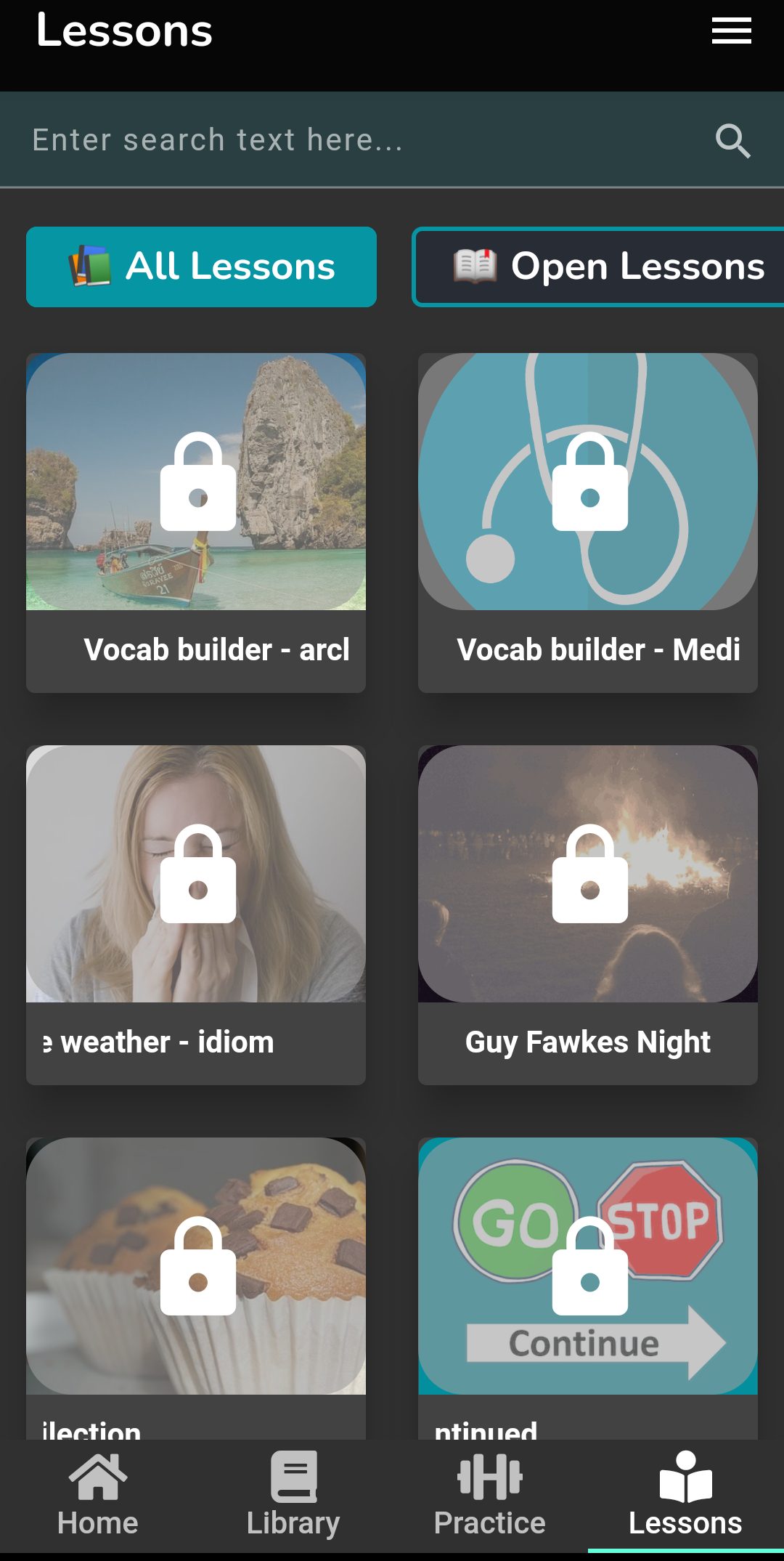 قائمة الدروس في تطبيق Articulate.xyz