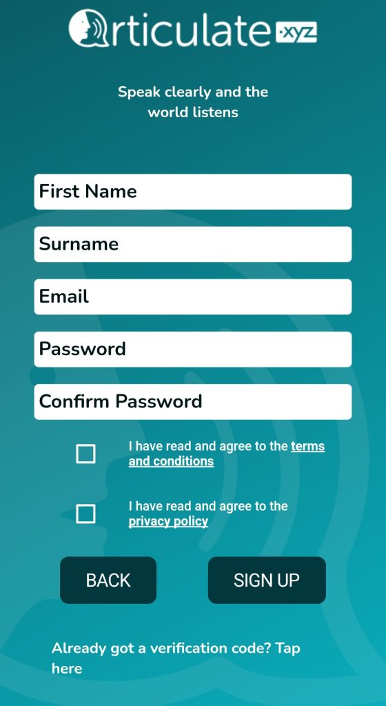 إنشاء حساب في تطبيق Articulate.xyz