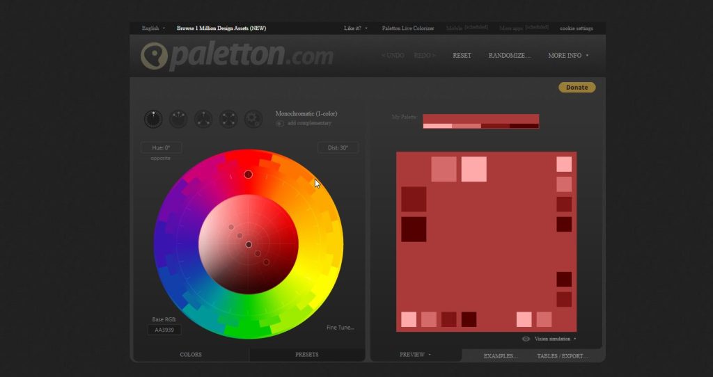 موقع paletton للتعرف على الألوان لمصممي الجرافيك