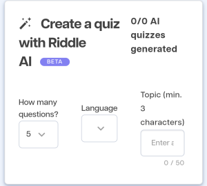 إنشاء اختبار بالذكاء الاصطناعي في موقع Riddle