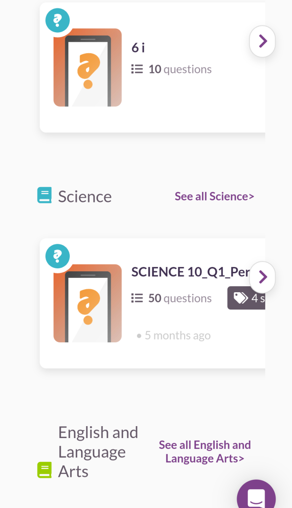 الامتحانات المتاحة في الموقع
