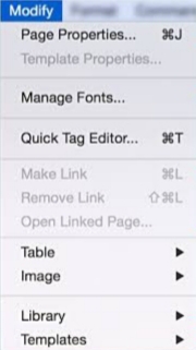 أهم أوامر قائمة modify لبرنامج Adobe dreamweaver 