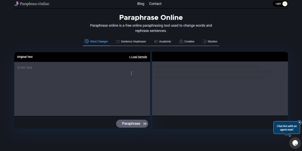 موقع Paraphrase-online لإعادة صياغة الجمل باللغة الإنجليزية
