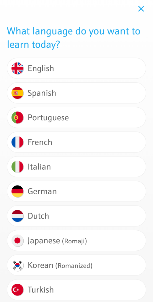 اختيار اللغة في تطبيق LingoClip