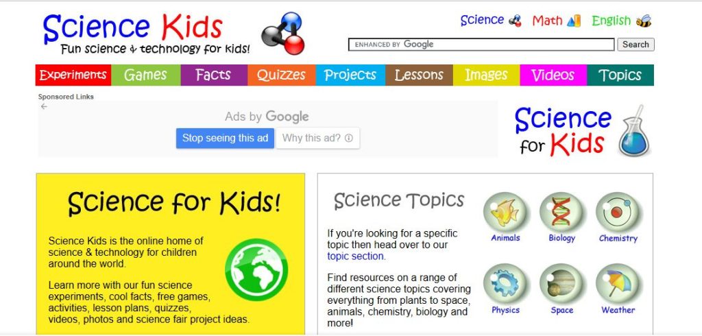 موقع Science kids