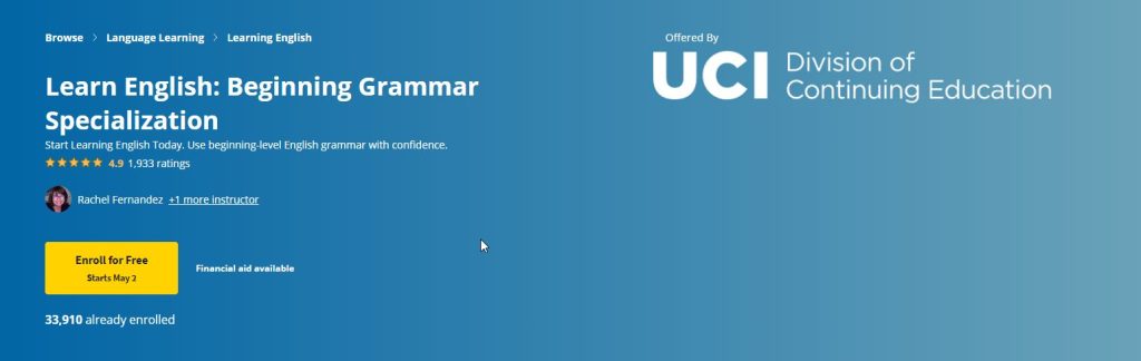 تخصص Learn English: Beginning Grammar Specialization