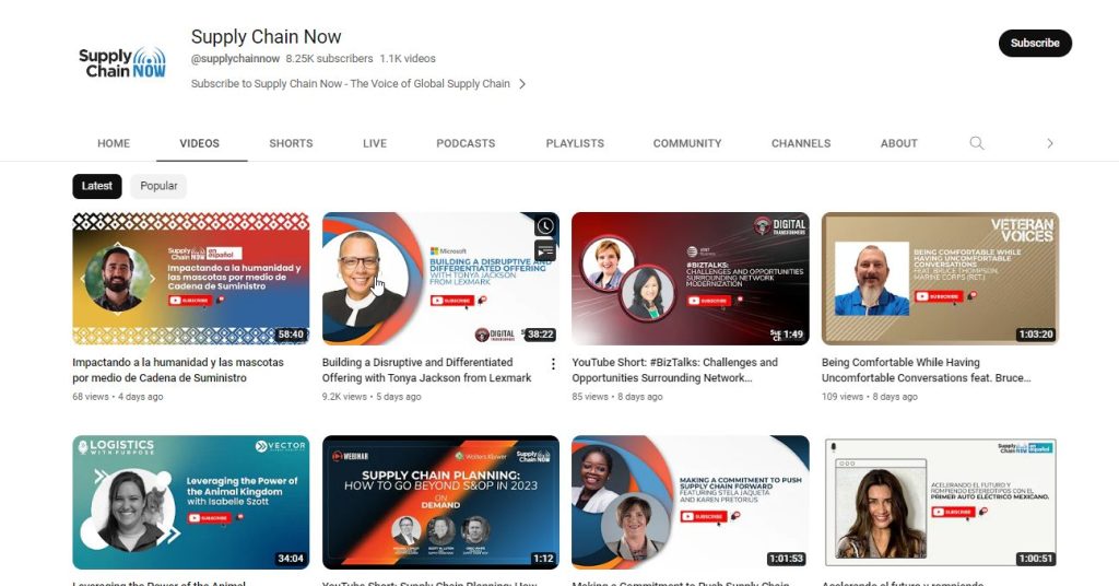 قناة Supply Chain Now لتعلم سلاسل الإمداد