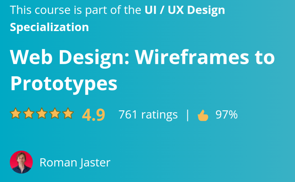 دورة Web Design: Wireframes to Prototypes أحد مساقات تخصص UI / UX