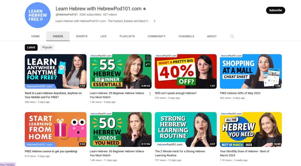 قناة learn Hebrew with Hebrew Pod101.com