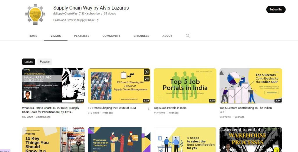 قناة Supply Chain Way by Alvis Lazarus