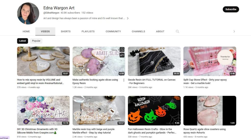 قناة Edna Wargon Art لتعلم فن الريزن