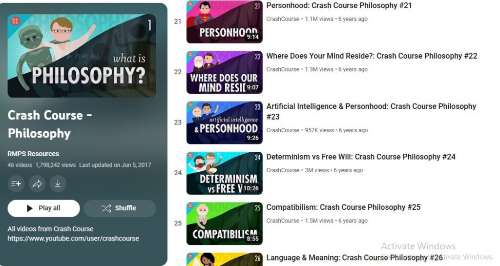 دورة Crash Course Philosophy لتعليم الفلسفة