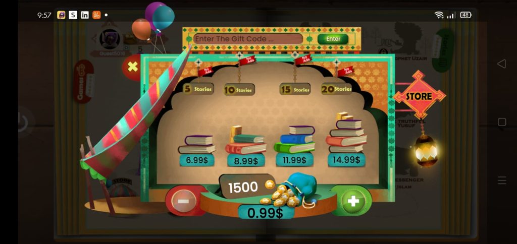 شراء القصص في تطبيق Quran Stories 4 kids