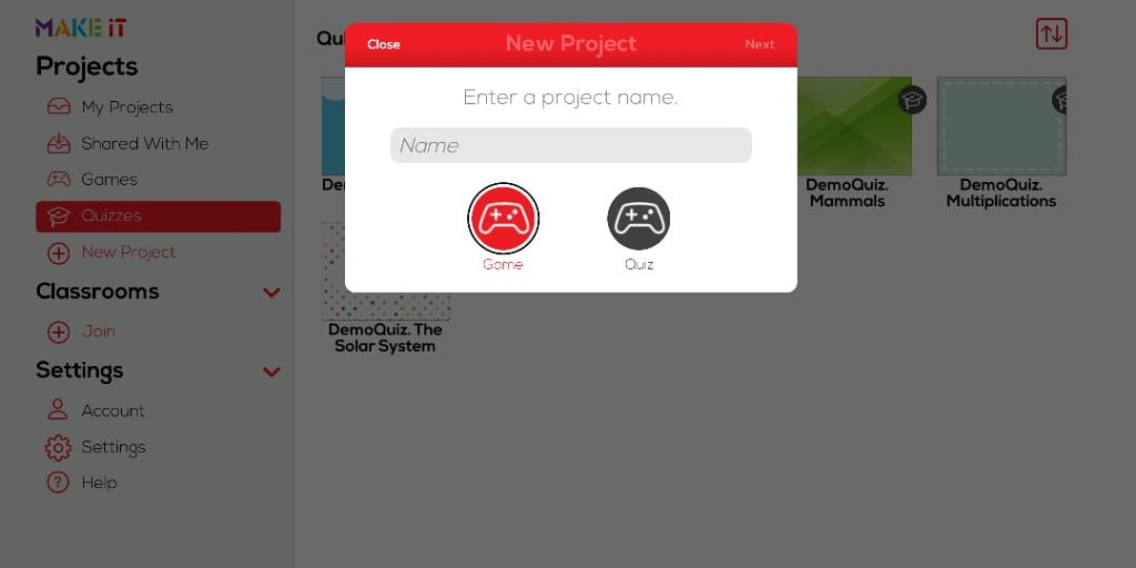 إضافة مشروع جديد في تطبيق Make It 