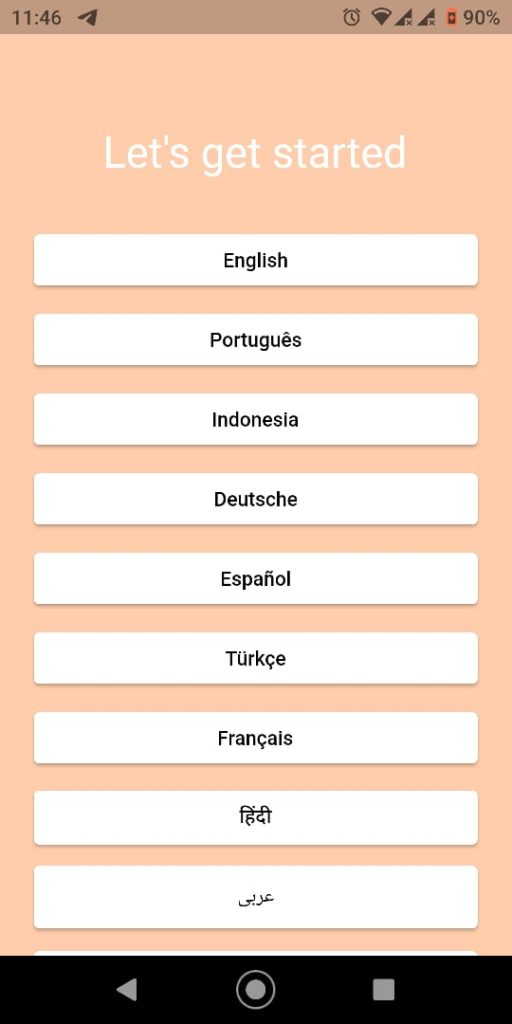 اختيار اللغة تطبيق The 21 Days Challenge
