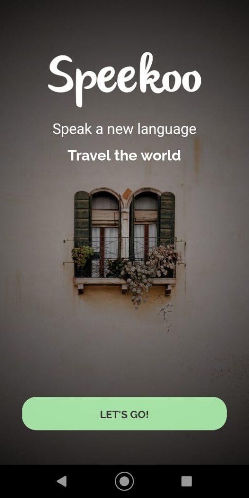 الصفحة الرئيسية لتطبيق Speekoo