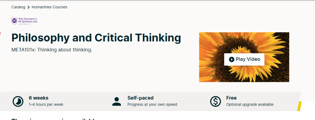 دورة Philosophy and Critical Thinking 