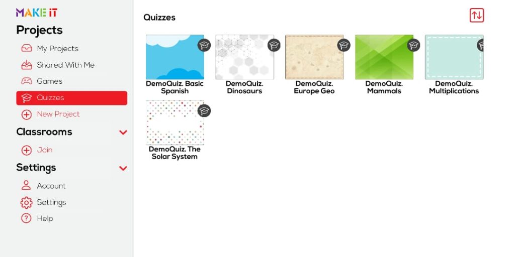 قائمة الإختبارات في تطبيق Make It