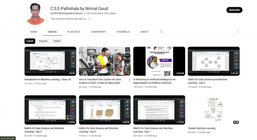 قناة C.S.E-Pathshala by Nirmal Gaud لتعلم اللوغاريتمات