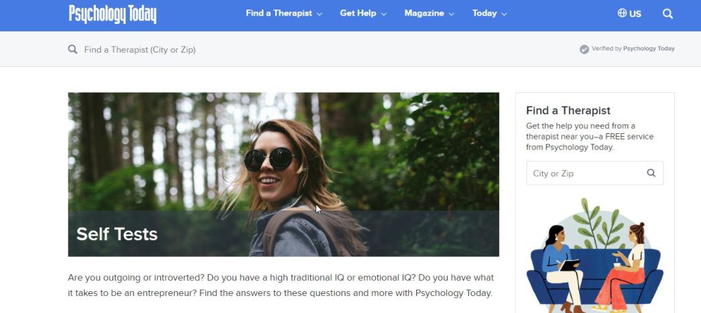 موقع Psychology today لاختبار المستوى في علم النفس