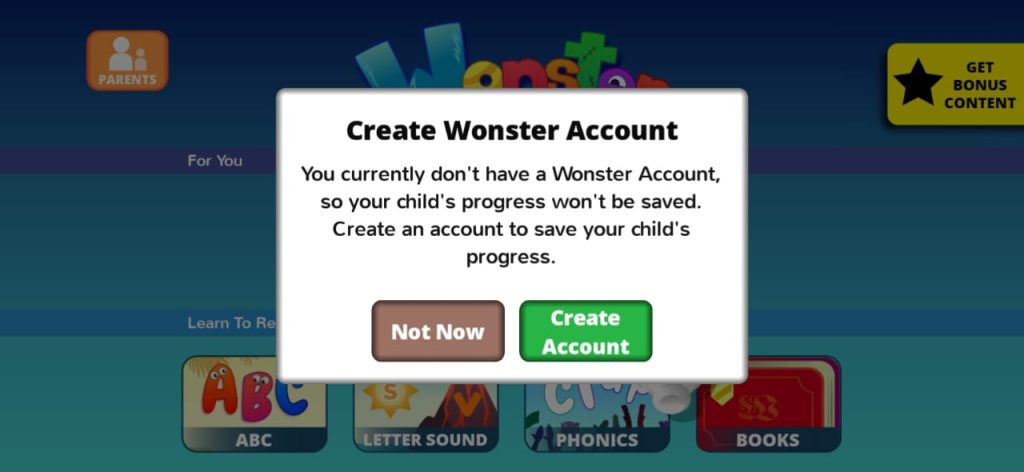 طلب إنشاء حساب في تطبيق ونستر ووردس