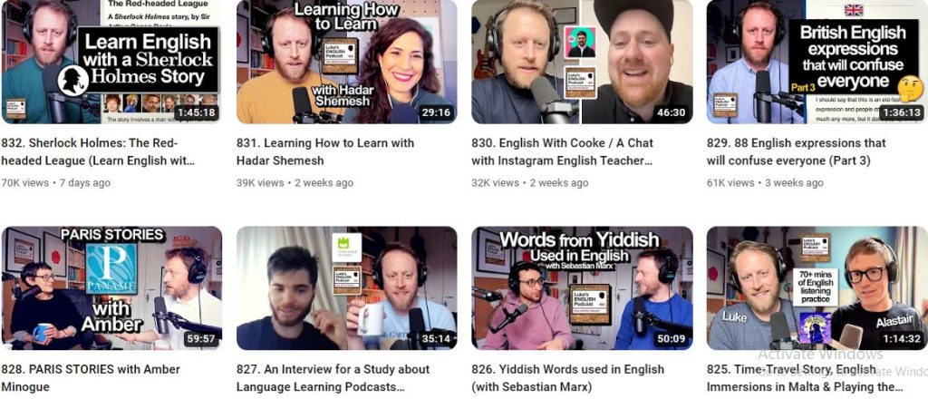 قناة luke's english podcast للاستماع إلى البودكاست باللغة الإنجليزية