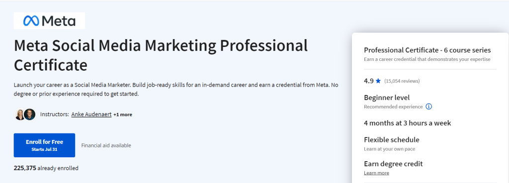 شهادة Meta Social Media Marketing