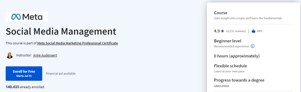 دورة Social Media Management