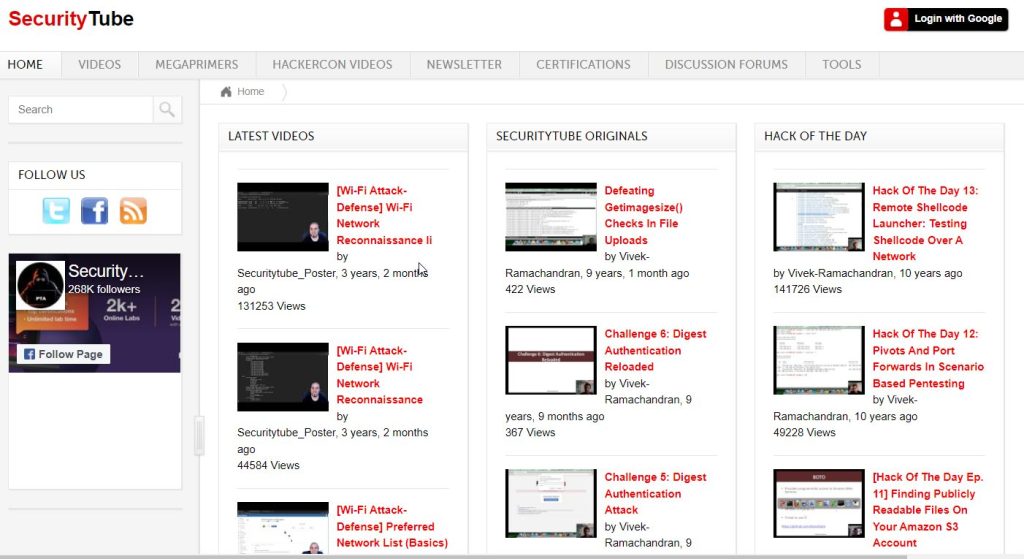موقع security tube لتعلم السايبر سكيورتي