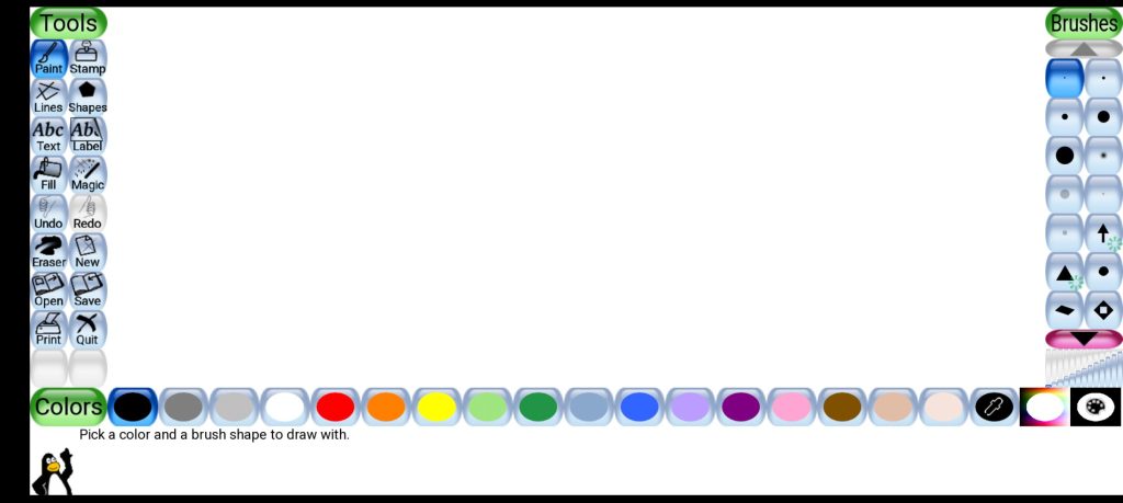 واجهة تطبيق Tux painting 