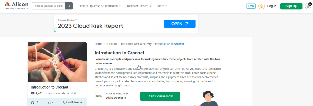 دورة Introduction to Crochet لتعلم الكروشيه من الصفر