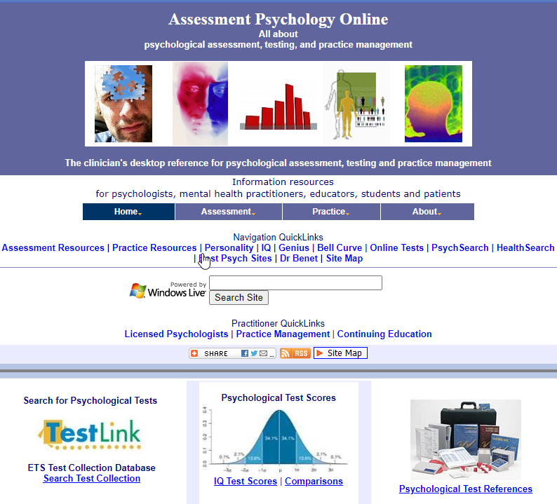 موقع Assessment psychology online لاختبار المستوى في علم النفس