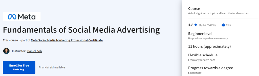 دورة Fundamentals of Social Media Advertising