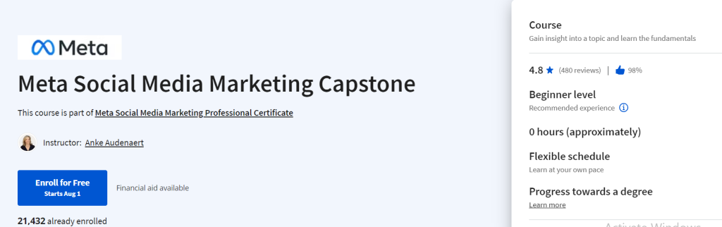دورة Meta Social Media Marketing Capstone