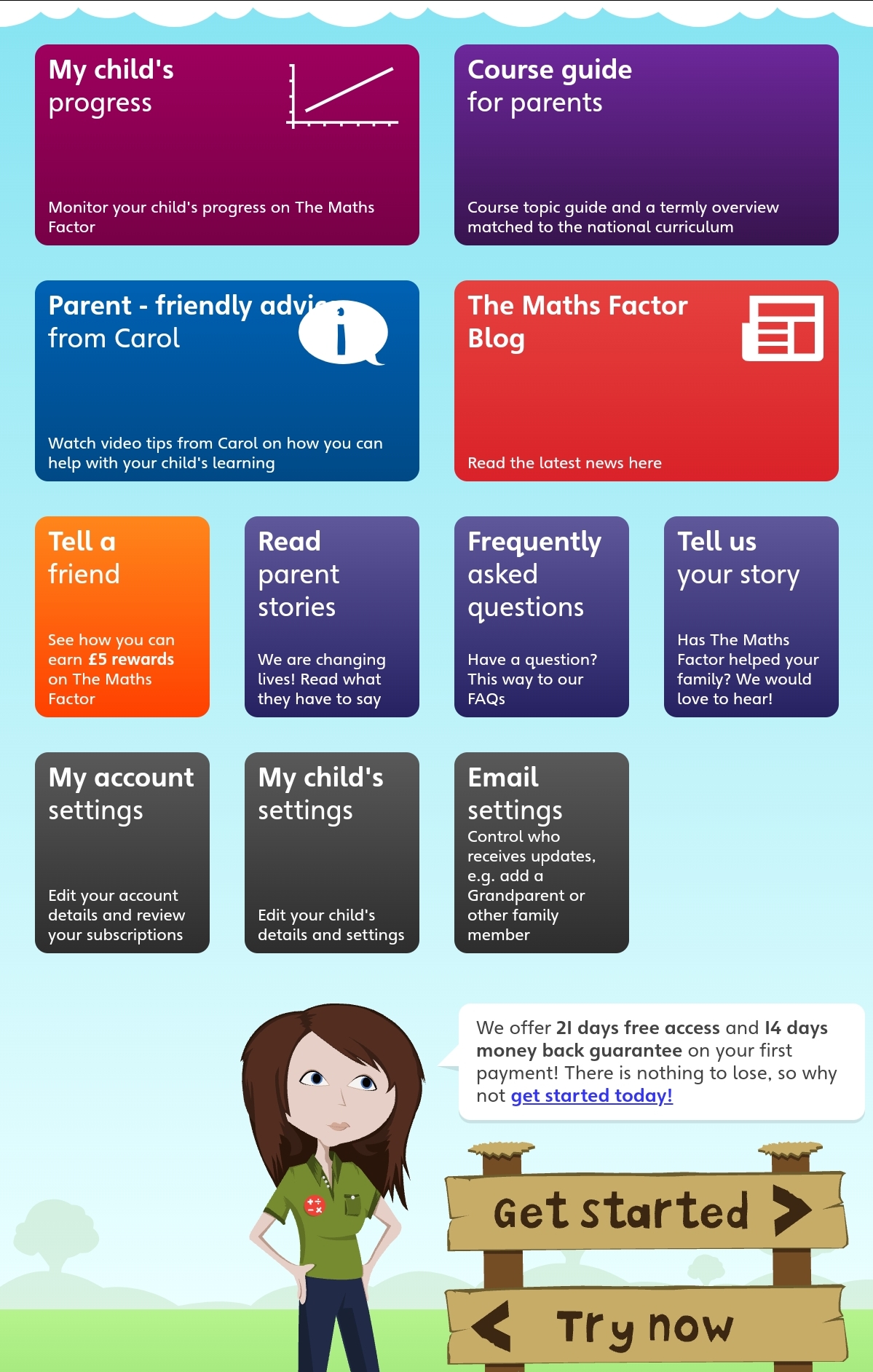 صفحة الوالدين في موقع ذا ماثز فاكتور