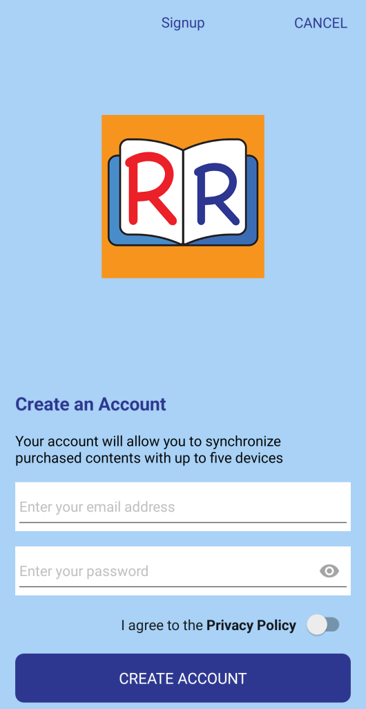 إنشاء حساب في تطبيق Russian Readers