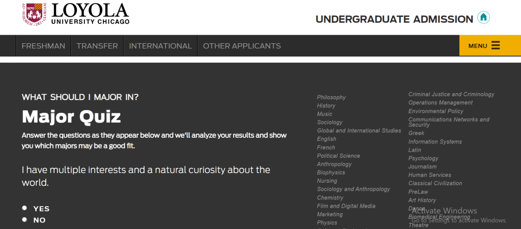 موقع luc.edu لاختيار التخصص الجامعي