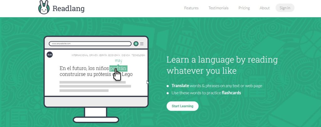 موقع readlang لممارسة مهارة القراءة في اللغات