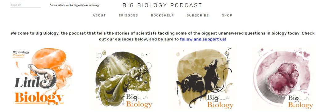 موقع Big Biology أحد مواقع بودكاست لدراسة الأحياء