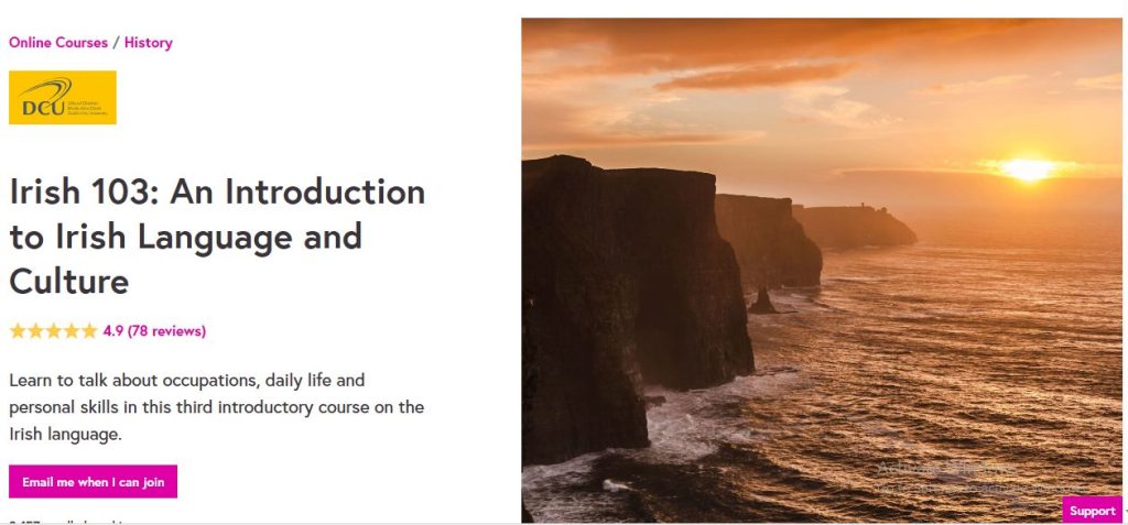 دورة مقدمة اللغة والثقافة الأيرلندية 3 لتعلم اللغة الأيرلندية