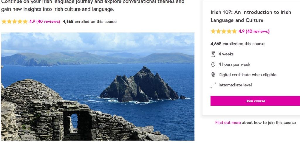 دورة مقدمة للغة والثقافة الأيرلندية