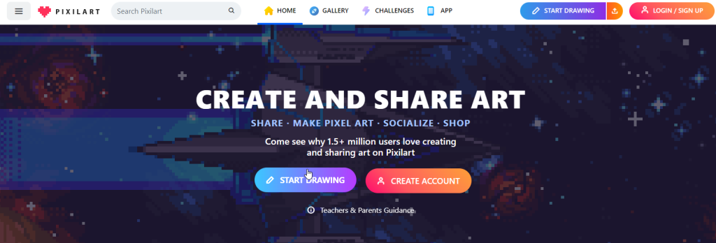 موقع Pixilart لتصميم وإنشاء فن البكسل