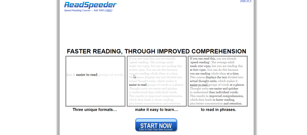 موقع Read speeder لتعلم القراءة السريعة