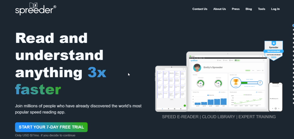 موقع Spreeder لتعلم القراءة السريعة