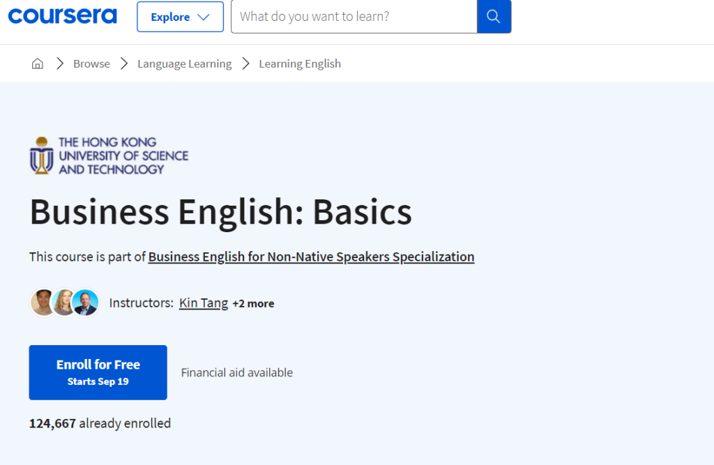 دورة Business English: Basics