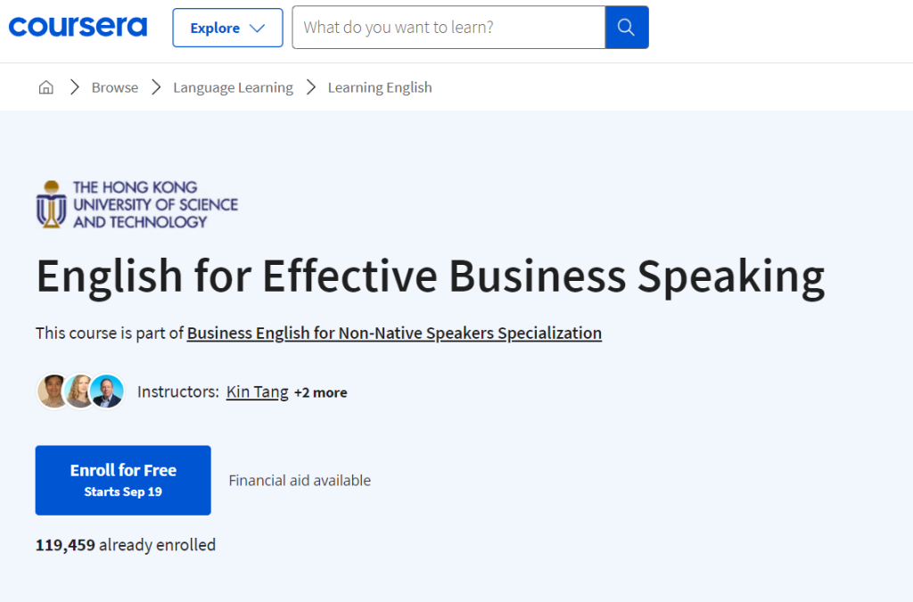 دورة English for Effective Business Speaking