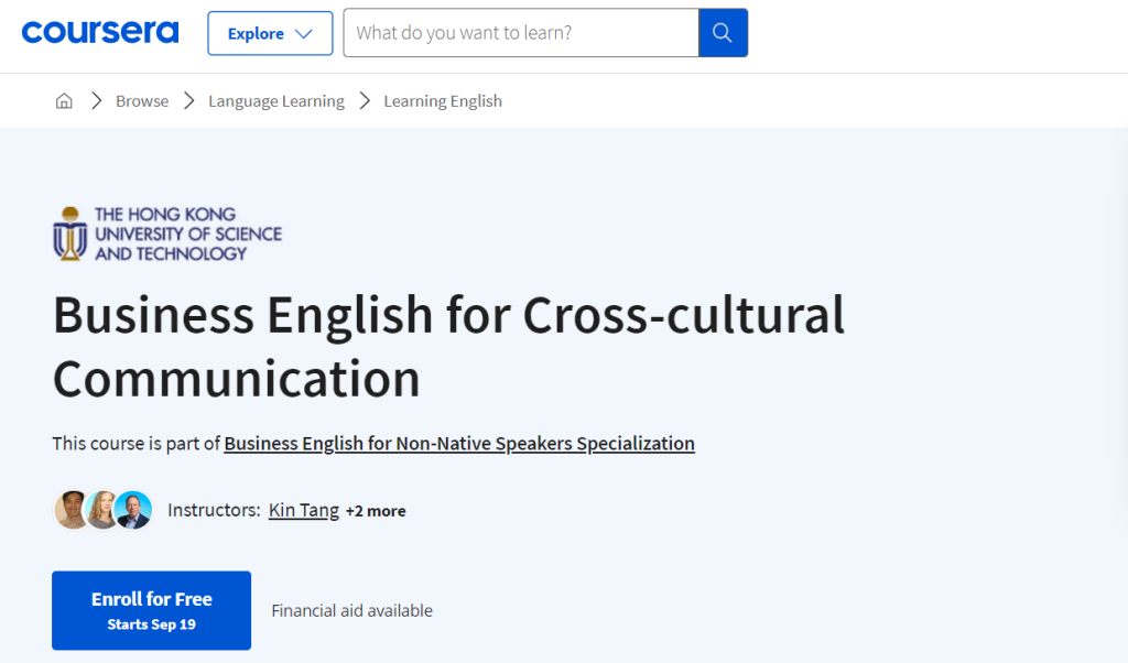 دورة Business English for Cross-cultural Communication